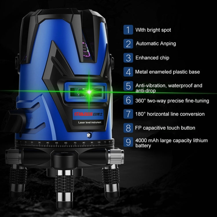 MBOOS LD Blue Light 2 Line Outdoor Laser Level Instrument with Suitcase & 1m Tripod - Laser Rangefinder by PMC Jewellery | Online Shopping South Africa | PMC Jewellery | Buy Now Pay Later Mobicred