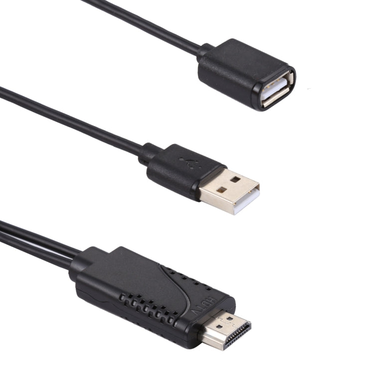 1080P USB 2.0 Male + USB 2.0 Female to HDMI HDTV AV Adapter Cable for iPhone / iPad, Android Smartphones(Black) - Video & Audio Cable by PMC Jewellery | Online Shopping South Africa | PMC Jewellery | Buy Now Pay Later Mobicred