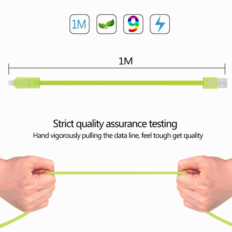 HAWEEL 1m 2 in 1 Micro USB & 8 Pin to USB Data Sync Charge Cable(Green) - Multifunction Cable by PMC TechLife | Online Shopping South Africa | PMC TechLife