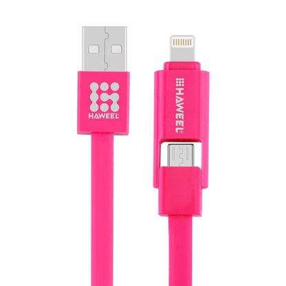 HAWEEL 1m 2 in 1 Micro USB & 8 Pin to USB Data Sync Charge Cable(Magenta) - Multifunction Cable by PMC Jewellery | Online Shopping South Africa | PMC Jewellery | Buy Now Pay Later Mobicred