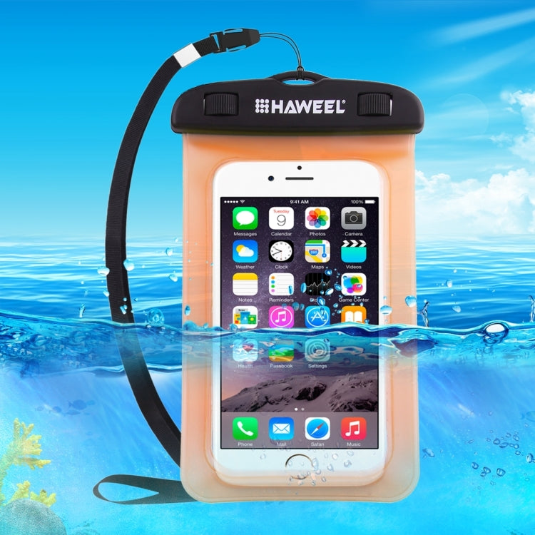 HAWEEL Transparent Universal Waterproof Bag with Lanyard for iPhone, Galaxy, Huawei, Xiaomi, LG, HTC and Other Smart Phones(Orange) - More iPhone Cases by HAWEEL | Online Shopping South Africa | PMC Jewellery | Buy Now Pay Later Mobicred