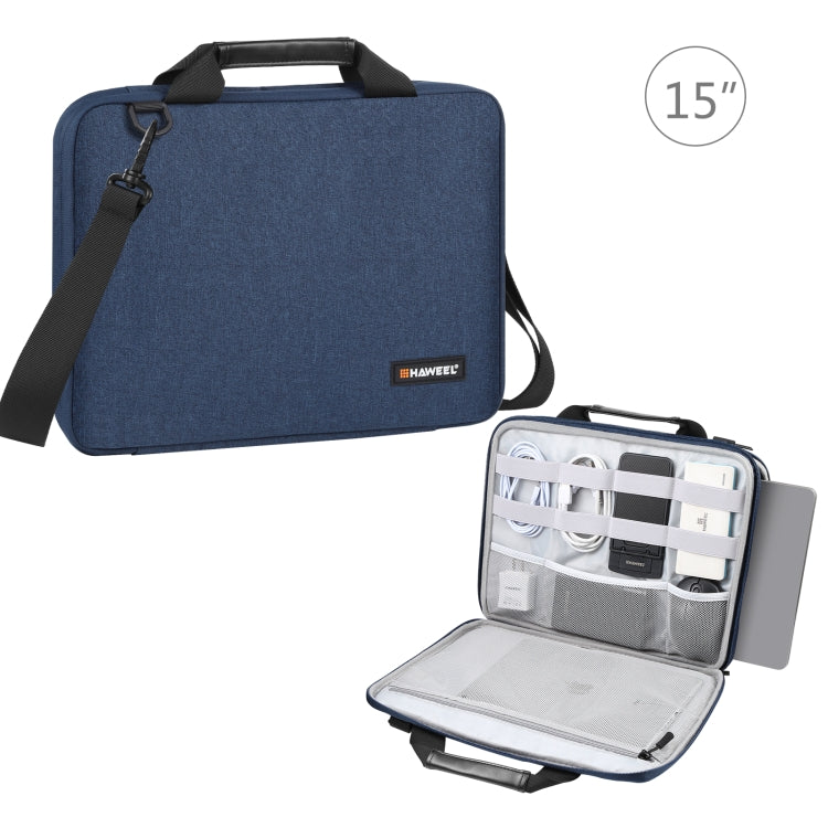 HAWEEL 14.0 inch -16.0 inch Briefcase Crossbody Laptop Bag For Macbook, Lenovo Thinkpad, ASUS, HP(Navy Blue) - 15 inch by HAWEEL | Online Shopping South Africa | PMC Jewellery | Buy Now Pay Later Mobicred