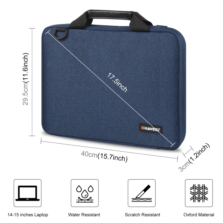 HAWEEL 14.0 inch -16.0 inch Briefcase Crossbody Laptop Bag For Macbook, Lenovo Thinkpad, ASUS, HP(Navy Blue) - 15 inch by HAWEEL | Online Shopping South Africa | PMC Jewellery | Buy Now Pay Later Mobicred