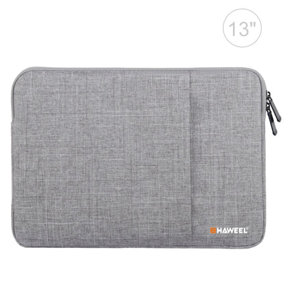 HAWEEL 13.0 inch Sleeve Case Zipper Briefcase Laptop Carrying Bag, For Macbook, Samsung, Lenovo, Sony, DELL Alienware, CHUWI, ASUS, HP, 13 inch and Below Laptops(Grey) - 13.3 inch by HAWEEL | Online Shopping South Africa | PMC Jewellery | Buy Now Pay Later Mobicred