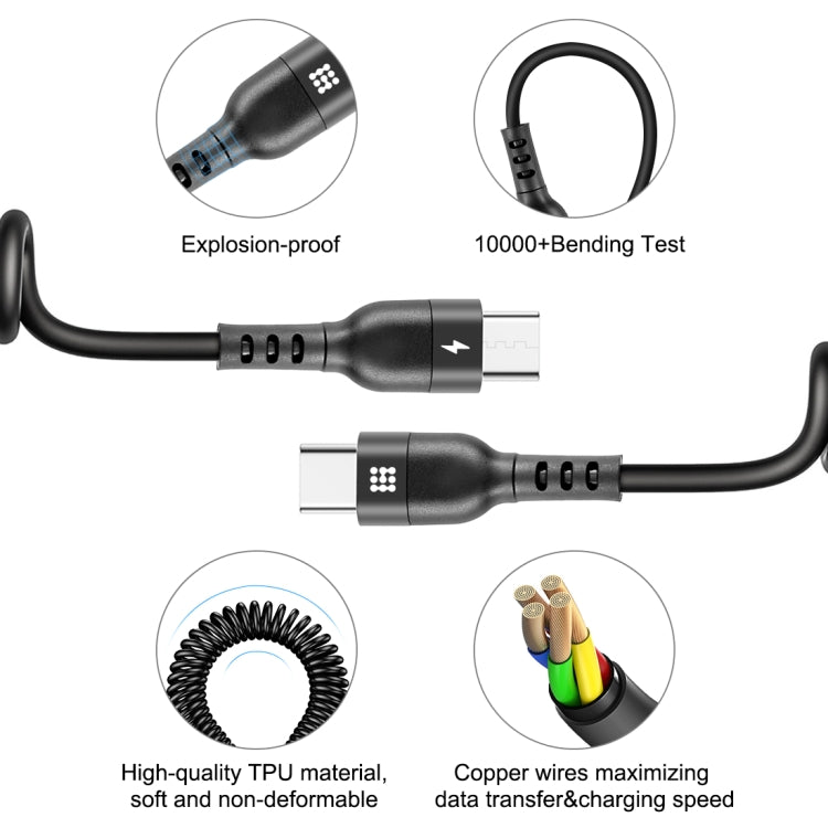 HAWEEL 1.5m 5A USB-C / Type-C to USB-C / Type-C Retractable Coiled PD Fast Charging Cable - USB-C & Type-C Cable by HAWEEL | Online Shopping South Africa | PMC TechLife | Buy Now Pay Later Mobicred