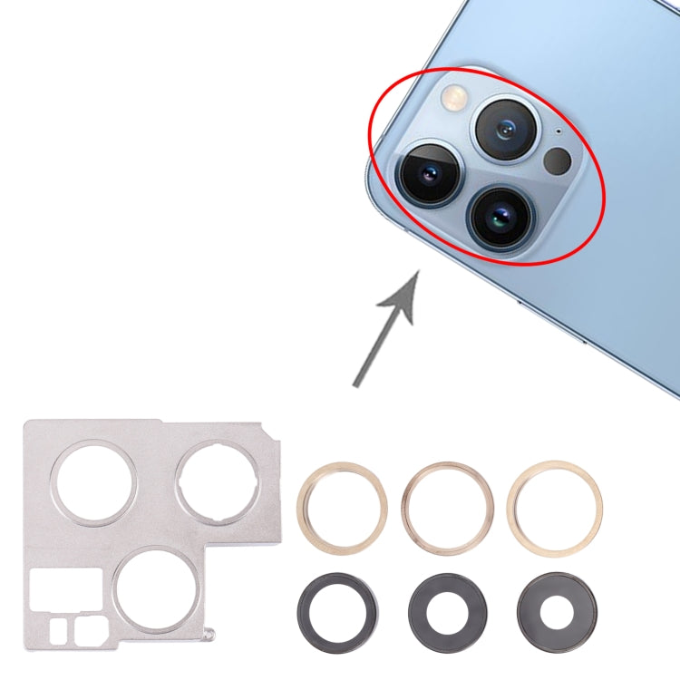 Camera Lens Cover With Retaining Bracket for iPhone 13 Pro Max(Gold) - Camera Series by PMC TechLife | Online Shopping South Africa | PMC TechLife