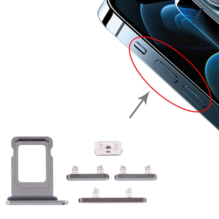 SIM Card Tray + Side Keys for iPhone 12 Pro Max(Graphite) - Side Key & Card Tray by PMc TechLife | Online Shopping South Africa | PMc TechLife | Buy Now Pay Later Mobicred