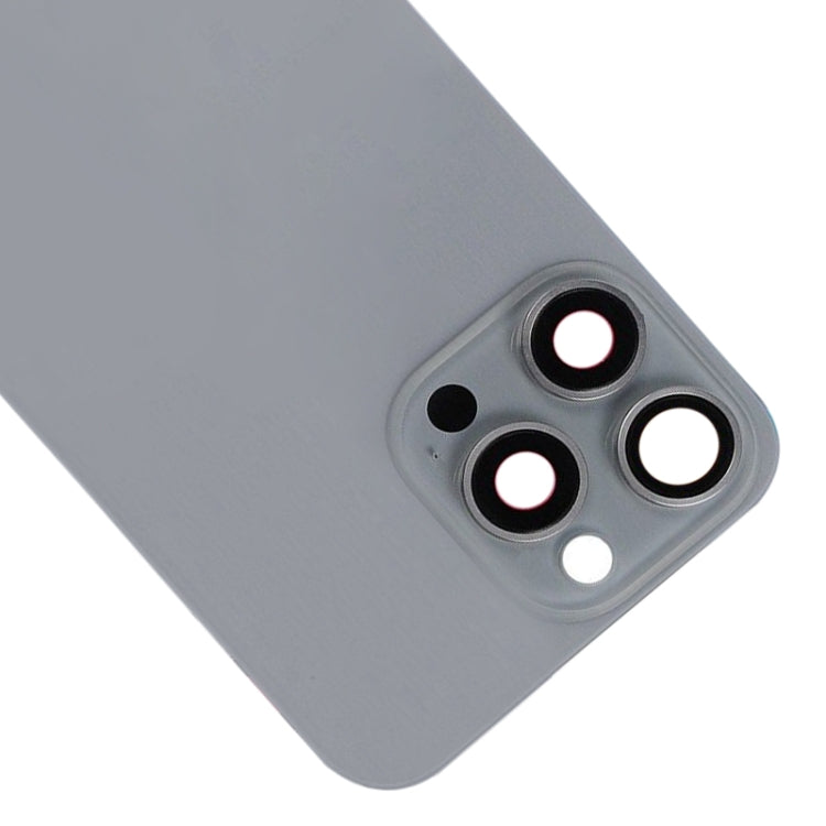 For iPhone 15 Pro Max Glass Battery Back Cover with Flash Bracket + Wireless Charging Module(Titanium gray) - Back Cover by PMC Jewellery | Online Shopping South Africa | PMC Jewellery | Buy Now Pay Later Mobicred