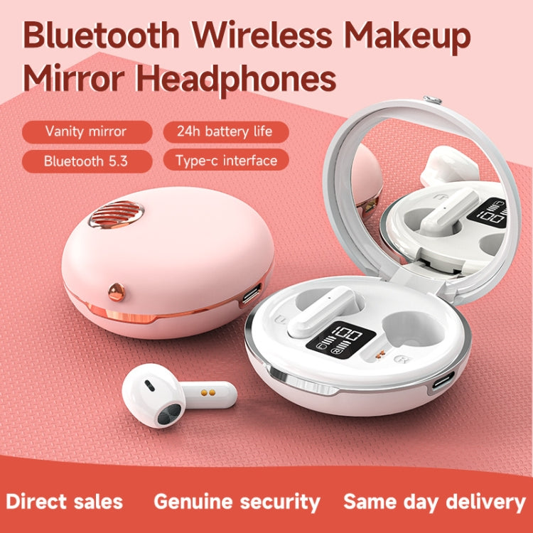 HXSJ Air-S28 TWS Bluetooth 5.3 True Wireless HiFi Stereo Make-up Mirror Earphones with Charging Case (Pink) - TWS Earphone by HXSJ | Online Shopping South Africa | PMC Jewellery | Buy Now Pay Later Mobicred