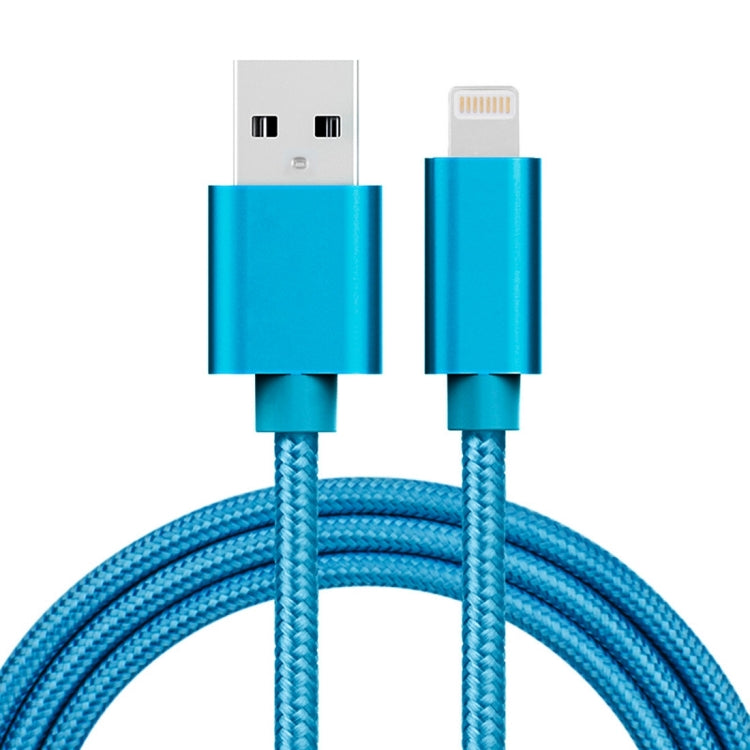 1m 3A Woven Style Metal Head 8 Pin to USB Data / Charger Cable(Blue) - Normal Style Cable by PMC Jewellery | Online Shopping South Africa | PMC Jewellery | Buy Now Pay Later Mobicred