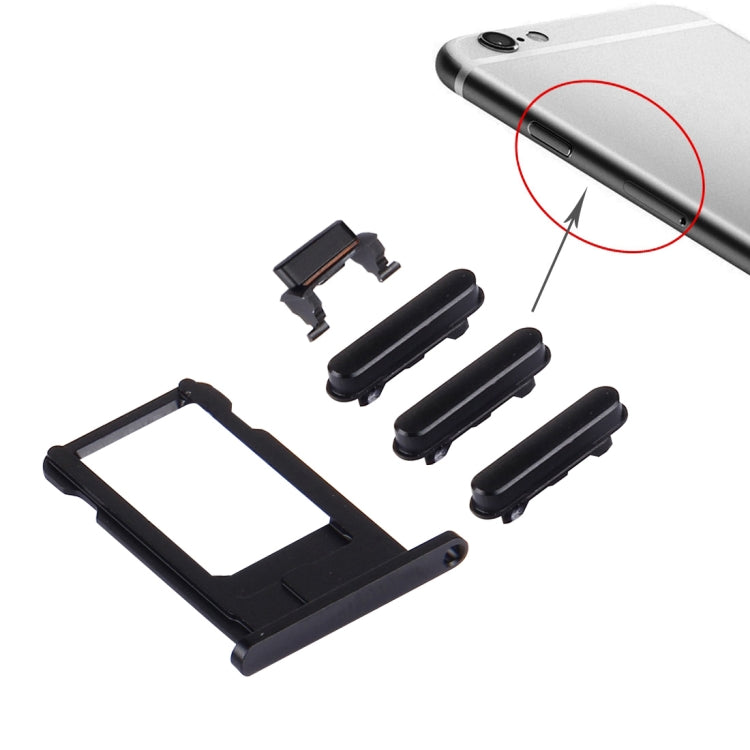 4 in 1 for iPhone 6s Plus (Card Tray + Volume Control Key + Power Button + Mute Switch Vibrator Key)(Black) - iPhone 6S/6S Plus Parts by PMc TechLife | Online Shopping South Africa | PMc TechLife | Buy Now Pay Later Mobicred