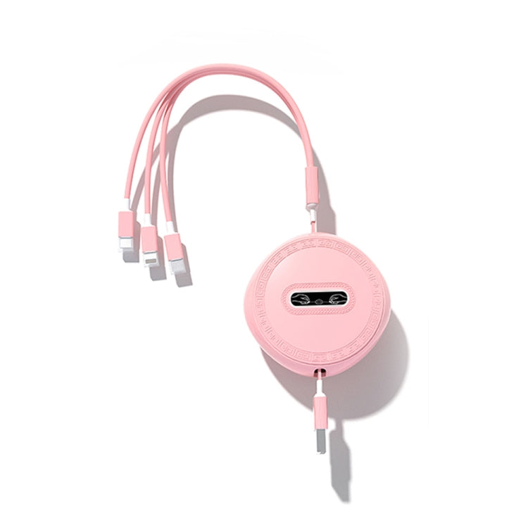 Micro + 8 Pin + Type-C / USB-C 3 In 1 Telescopic Charging Cable (Pink) - Multifunction Cable by PMC Jewellery | Online Shopping South Africa | PMC Jewellery | Buy Now Pay Later Mobicred