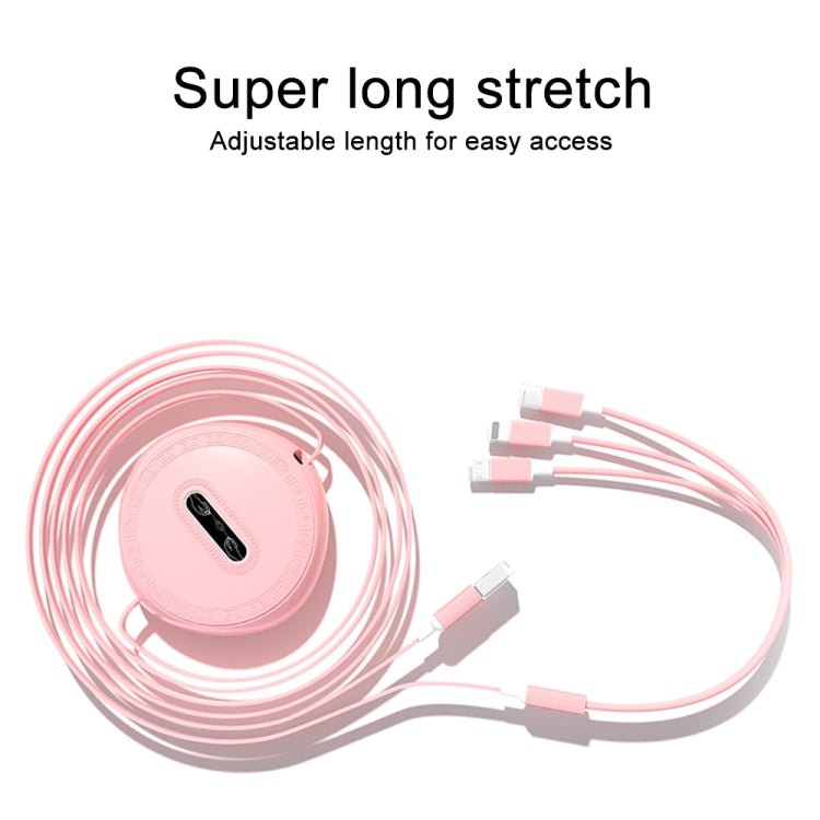 Micro + 8 Pin + Type-C / USB-C 3 In 1 Telescopic Charging Cable (Blue) - Multifunction Cable by PMC Jewellery | Online Shopping South Africa | PMC Jewellery | Buy Now Pay Later Mobicred