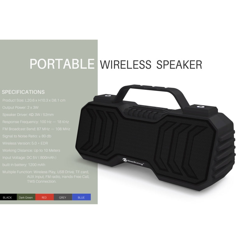 NewRixing NR-2029 Portable Wireless Bluetooth Stereo Speaker Support TWS Function Speaker(Grey) - free shipping - PMC Jewellery - Order now!