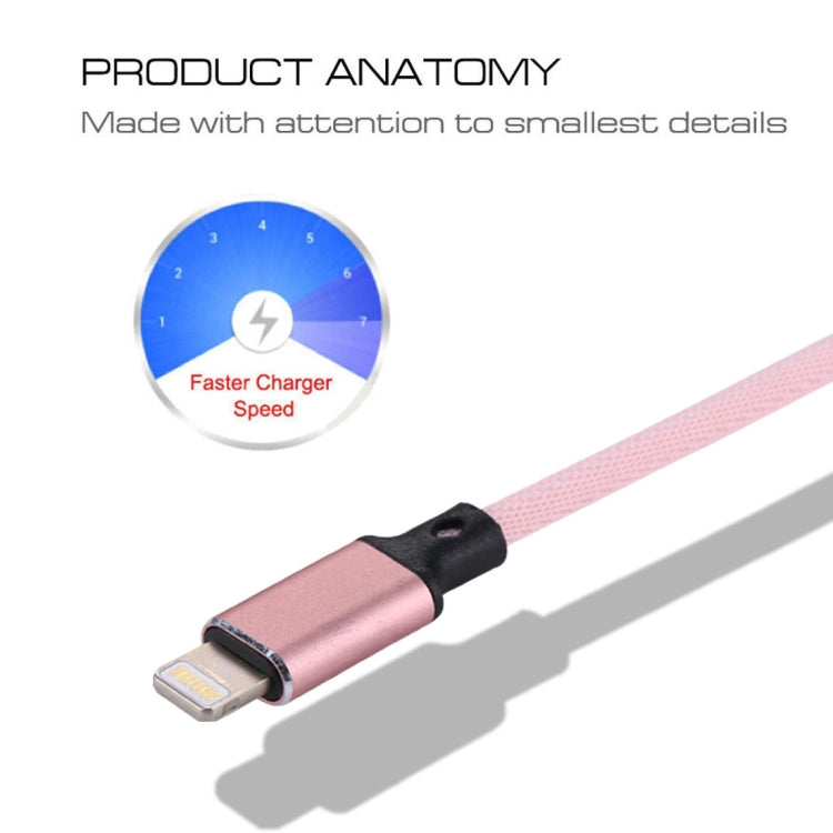 1m 2A USB to 8 Pin Nylon Weave Style Data Sync Charging Cable(Pink) - Normal Style Cable by PMC Jewellery | Online Shopping South Africa | PMC Jewellery | Buy Now Pay Later Mobicred