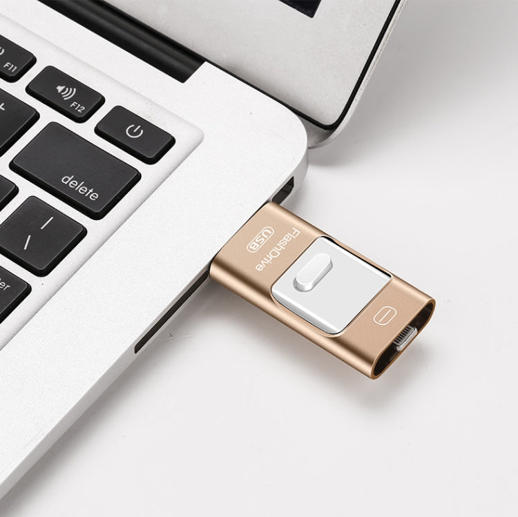 8GB USB 3.0 + 8 Pin + Mirco USB Android iPhone Computer Dual-use Metal Flash Drive (Rose Gold) - U Disk & Card Reader by PMC Jewellery | Online Shopping South Africa | PMC Jewellery | Buy Now Pay Later Mobicred