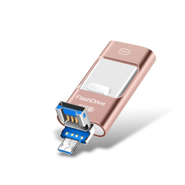 128GB USB 3.0 + 8 Pin + Mirco USB Android iPhone Computer Dual-use Metal Flash Drive (Rose Gold) - U Disk & Card Reader by PMC Jewellery | Online Shopping South Africa | PMC Jewellery | Buy Now Pay Later Mobicred