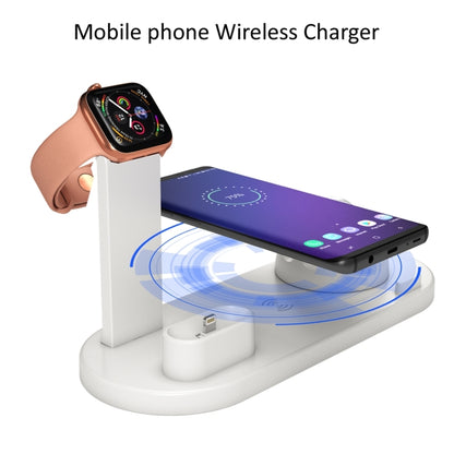 HQ-UD15 5 in 1 8 Pin + Micro USB + USB-C / Type-C Interfaces + 8 Pin Earphone Charging Interface + Wireless Charging Charger Base with Watch Stand (White) - Multifunction Charger by PMC Jewellery | Online Shopping South Africa | PMC Jewellery | Buy Now Pay Later Mobicred