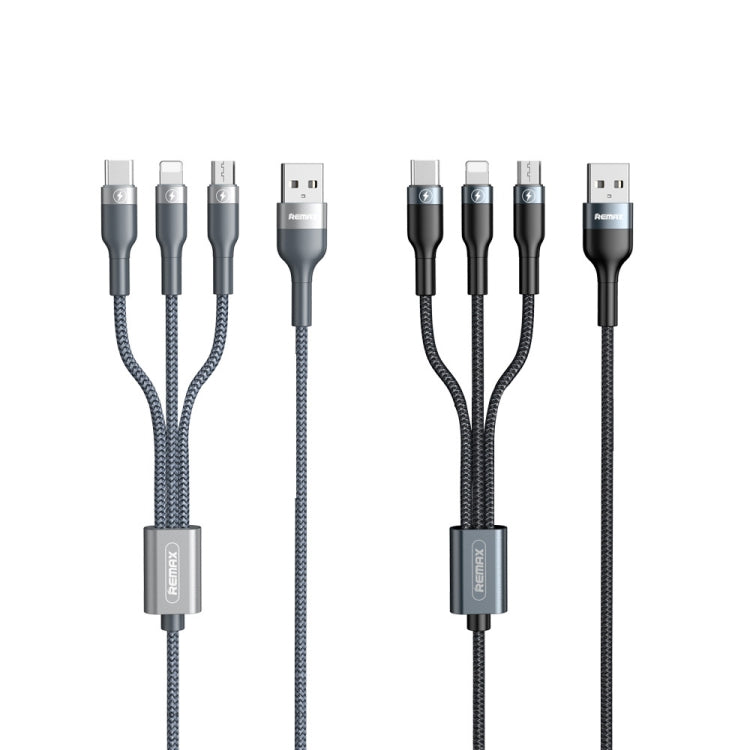 REMAX RC-070TH 1.2m 2A 3 in 1 USB to 8 Pin & USB-C / Type-C & Micro USB Charging Cable(Black) - Multifunction Cable by REMAX | Online Shopping South Africa | PMC Jewellery | Buy Now Pay Later Mobicred