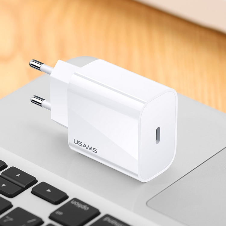 USAMS US-CC118 T34 20W PD Fast Charging Travel Charger Power Adapter(EU Plug) - USB Charger by USAMS | Online Shopping South Africa | PMC Jewellery | Buy Now Pay Later Mobicred