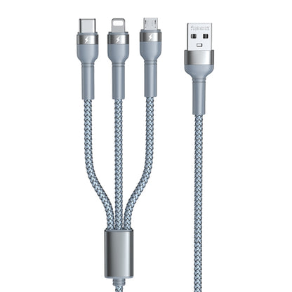 REMAX RC-124th Jany Series 3.1A 3 in 1 USB to Type-C + 8 Pin + Micro USB Charging Cable, Cable Length: 1.2m(Silver) - Multifunction Cable by REMAX | Online Shopping South Africa | PMC Jewellery | Buy Now Pay Later Mobicred