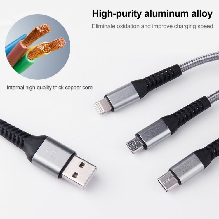 IVON CA39 2.4A Max 8 Pin + Type-C + Micro USB 3 in 1 Charging Cable, Length: 1.2m - Multifunction Cable by IVON | Online Shopping South Africa | PMC Jewellery | Buy Now Pay Later Mobicred