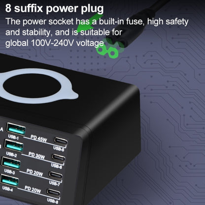 X9D 110W Multi-ports Smart Charger Station + Wireless Charger AC100-240V, UK Plug (Black) - Multifunction Charger by PMC Jewellery | Online Shopping South Africa | PMC Jewellery | Buy Now Pay Later Mobicred