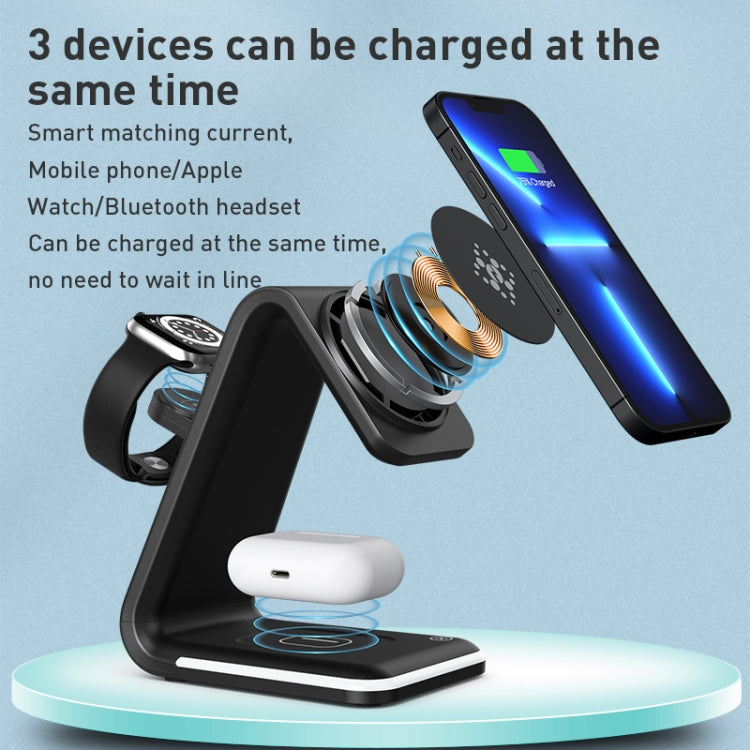 B17 3 in 1 Magnetic Wireless Vertical Charger (Black) - Wireless Charger by PMC Jewellery | Online Shopping South Africa | PMC Jewellery | Buy Now Pay Later Mobicred