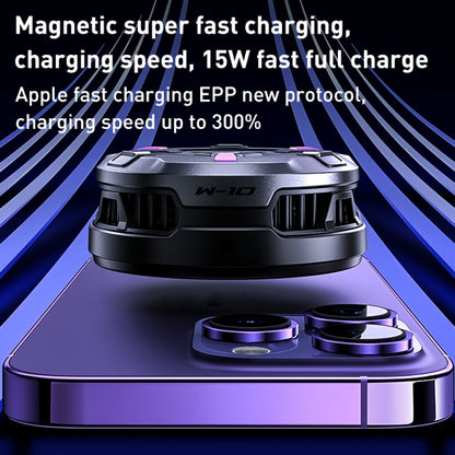 Benks W10 Portable 15W Wireless Charger Magnetic Cooling Fan with RGB Lights (Black) - Wireless Charger by Benks | Online Shopping South Africa | PMC Jewellery