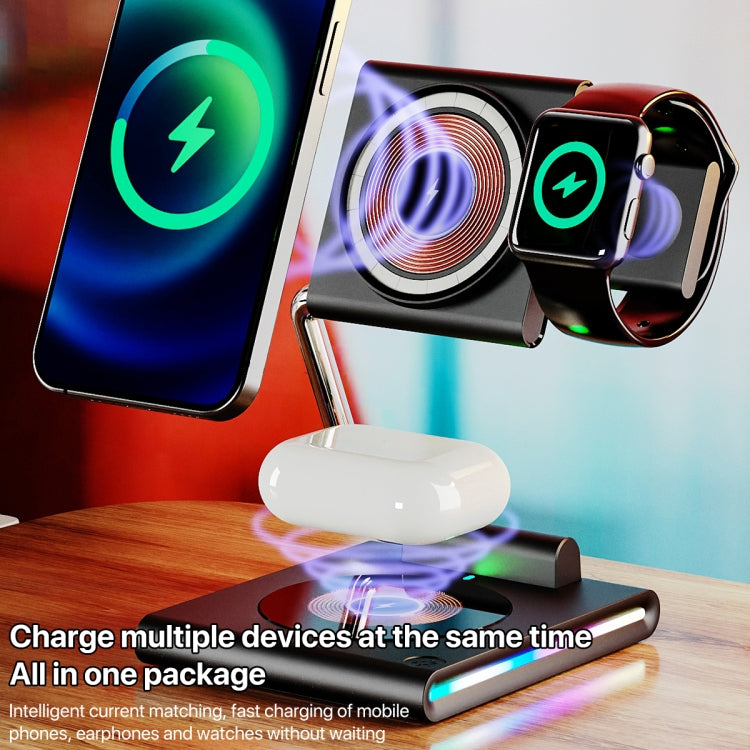 KTM8 15W 3 in 1 Portable Folding Magnetic Wireless Charger (Black) - Wireless Charger by PMC Jewellery | Online Shopping South Africa | PMC Jewellery | Buy Now Pay Later Mobicred