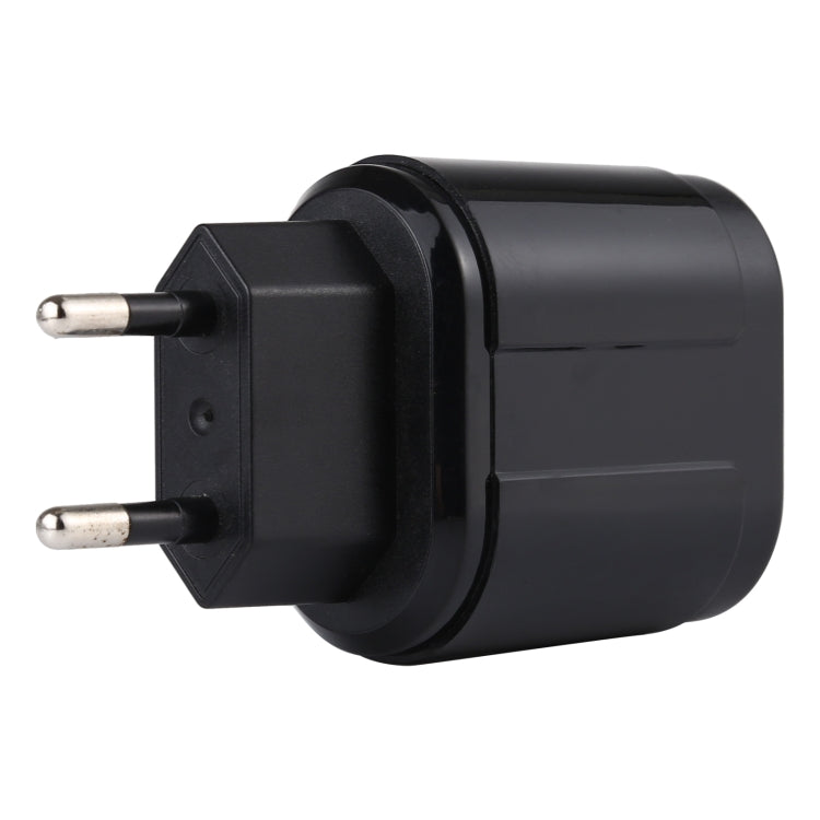 LZ-022 5V 2.4A Dual USB Ports Travel Charger, EU Plug (Black) - USB Charger by PMC Jewellery | Online Shopping South Africa | PMC Jewellery | Buy Now Pay Later Mobicred