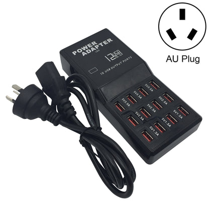 W-858 12A 12 Ports USB Fast Charging Dock Desktop Smart Charger AC100-240V, AU Plug (Black) - Multifunction Charger by PMC Jewellery | Online Shopping South Africa | PMC Jewellery | Buy Now Pay Later Mobicred