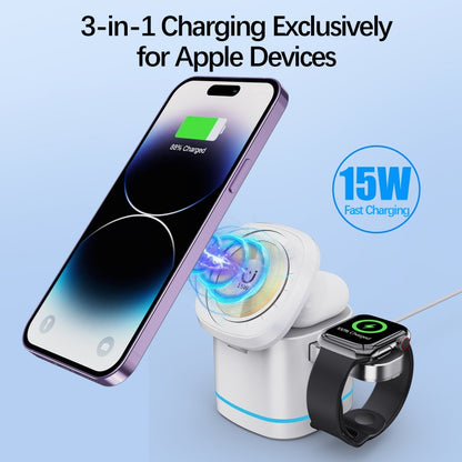 H32 15W 3 in 1 Magnetic Multifunctional Wireless Charger (White) - Wireless Charger by PMC Jewellery | Online Shopping South Africa | PMC Jewellery | Buy Now Pay Later Mobicred