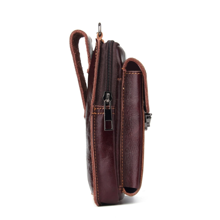 5.1-6.3 inch 008 Universal Crazy Horse Texture Cowhide Vertical Section Waist Bag with Oblique Lanyard, For iPhone,Samsung, Sony, Huawei, Meizu, Lenovo, ASUS, Cubot, Oneplus, Xiaomi, Ulefone, Letv, DOOGEE, Vkworld, and other Smartphones (Brown) - More iPhone Cases by PMC Jewellery | Online Shopping South Africa | PMC Jewellery | Buy Now Pay Later Mobicred