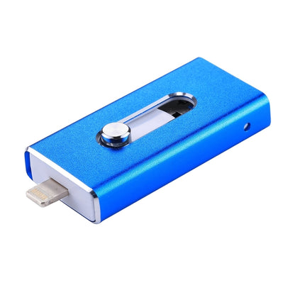 RQW-02 3 in 1 USB 2.0 & 8 Pin & Micro USB 128GB Flash Drive(Blue) - U Disk & Card Reader by PMC Jewellery | Online Shopping South Africa | PMC Jewellery | Buy Now Pay Later Mobicred