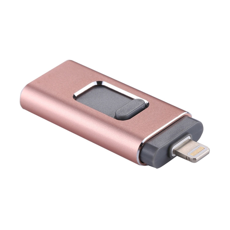 easyflash RQW-01B 3 in 1 USB 2.0 & 8 Pin & Micro USB 64GB Flash Drive(Rose Gold) - U Disk & Card Reader by PMC Jewellery | Online Shopping South Africa | PMC Jewellery | Buy Now Pay Later Mobicred