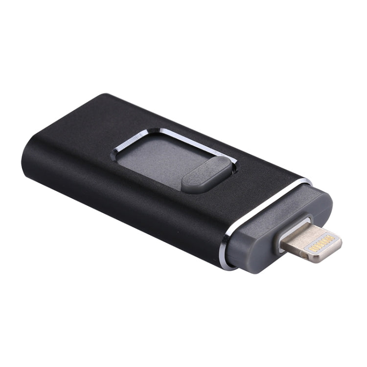 easyflash RQW-01B 3 in 1 USB 2.0 & 8 Pin & Micro USB 16GB Flash Drive(Black) - U Disk & Card Reader by PMC Jewellery | Online Shopping South Africa | PMC Jewellery | Buy Now Pay Later Mobicred