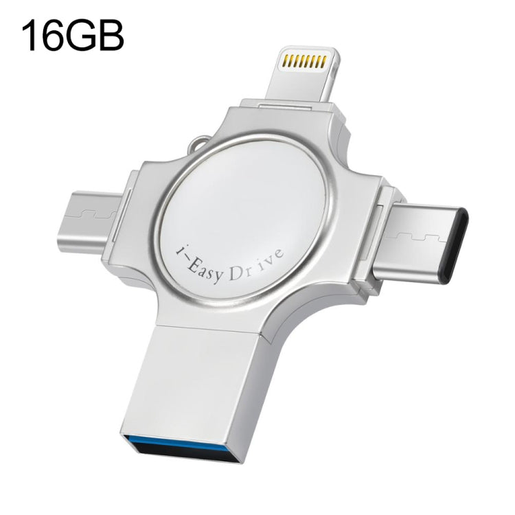 RQW-11S 4 in 1 USB 2.0 & 8 Pin & Micro USB & USB-C / Type-C 16GB Flash Drive - free shipping - PMC Jewellery - Order now!
