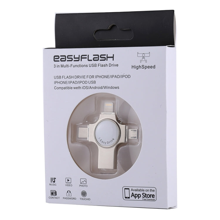 RQW-11S 4 in 1 USB 2.0 & 8 Pin & Micro USB & USB-C / Type-C 16GB Flash Drive - free shipping - PMC Jewellery - Order now!