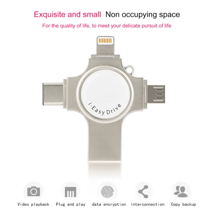 RQW-11S 4 in 1 USB 2.0 & 8 Pin & Micro USB & USB-C / Type-C 16GB Flash Drive - free shipping - PMC Jewellery - Order now!