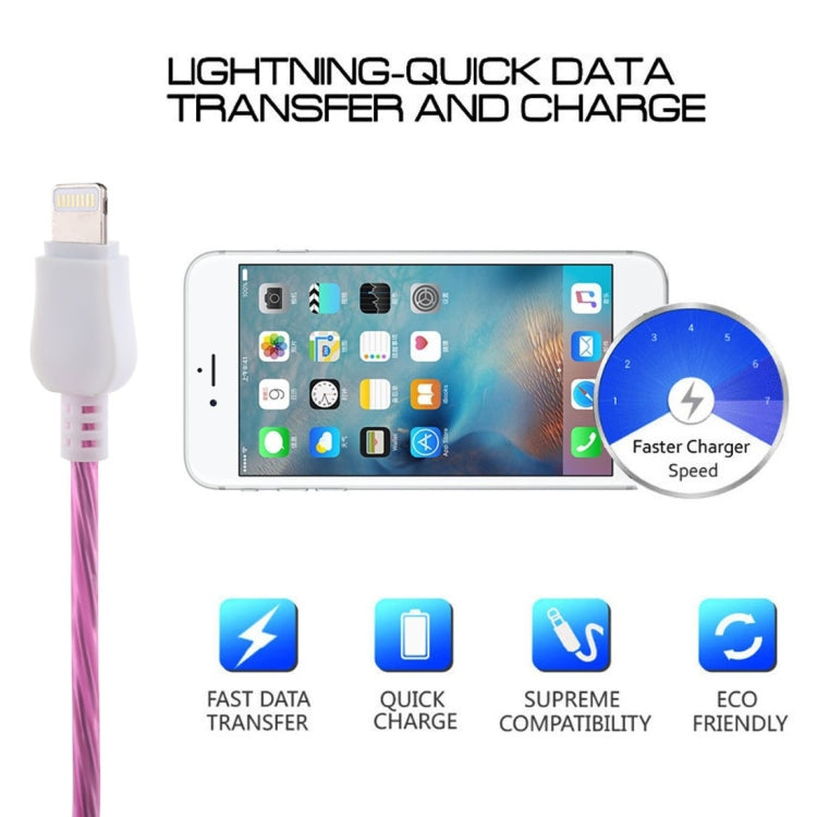 LED Flowing Light 1m USB to 8 Pin Data Sync Charge Cable for iPhone, iPad(Magenta) - Normal Style Cable by PMC Jewellery | Online Shopping South Africa | PMC Jewellery | Buy Now Pay Later Mobicred