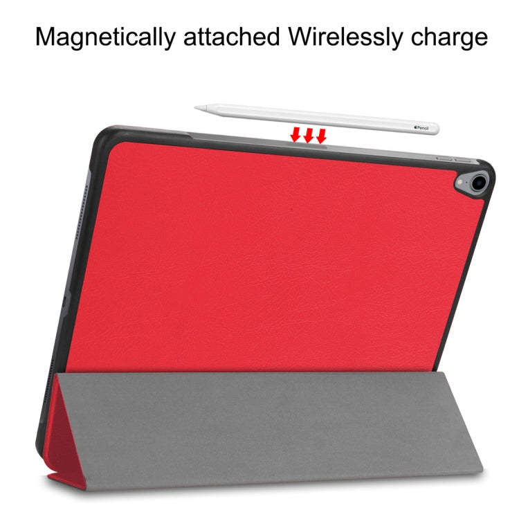 Custer Texture Horizontal Flip PU Leather Case for iPad Air 13 2024 / iPad Pro 12.9 inch (2018), with Three-folding Holder & Sleep / Wake-up Function(Red) - iPad Pro 12.9 (2018) Cases by PMC TechLife | Online Shopping South Africa | PMC TechLife | Buy Now Pay Later Mobicred