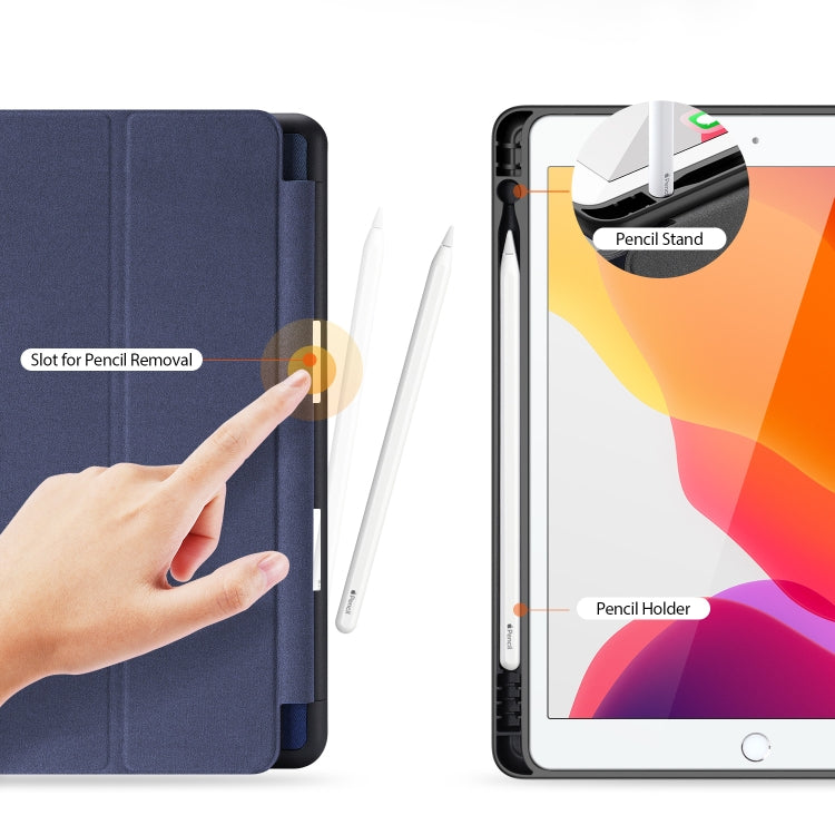 For iPad 10.2 DUX DUCIS Domo Series Horizontal Flip Magnetic PU Leather Case with Three-folding Holder & Pen Slot & Sleep / Wake-up Function (Blue) - iPad 10.2 Cases by DUX DUCIS | Online Shopping South Africa | PMC Jewellery | Buy Now Pay Later Mobicred