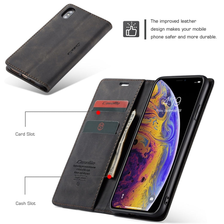 For iPhone XS Max CaseMe-013 Multifunctional Retro Frosted Horizontal Flip Leather Case with Card Slot & Holder & Wallet(Black) - More iPhone Cases by CaseMe | Online Shopping South Africa | PMC Jewellery | Buy Now Pay Later Mobicred