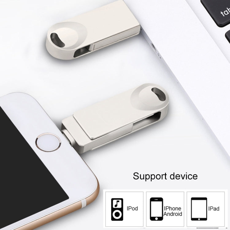 S29 3 in 1 16GB Micro USB + USB + 8 Pin Interface Metal Twister Flash Disk(Silver) - USB Flash Drives by PMC Jewellery | Online Shopping South Africa | PMC Jewellery | Buy Now Pay Later Mobicred