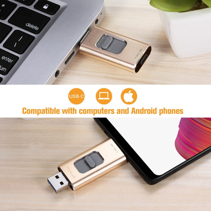 Richwell 3 in 1 32G Type-C + 8 Pin + USB 3.0 Metal Push-pull Flash Disk with OTG Function(Black) - U Disk & Card Reader by Richwell | Online Shopping South Africa | PMC Jewellery | Buy Now Pay Later Mobicred