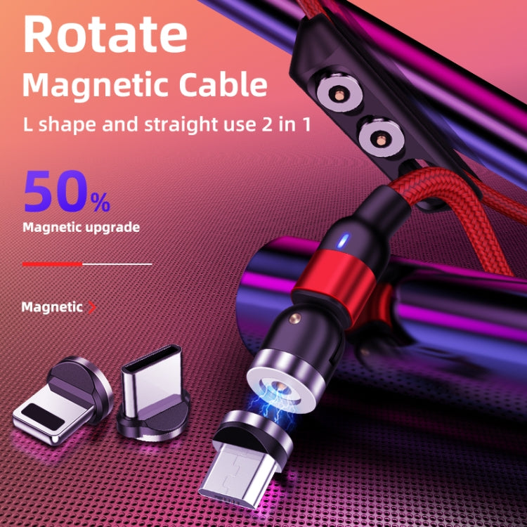 1m 2A Output 3 in 1 USB to 8 Pin + USB-C / Type-C + Micro USB Nylon Braided Rotate Magnetic Charging Cable (Red) - free shipping - PMC Jewellery - Order now!