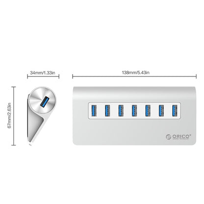 ORICO M3H7-V1 Aluminum Alloy 7 USB 3.0 Ports HUB with 30W Power Adapter - USB HUB by ORICO | Online Shopping South Africa | PMC Jewellery | Buy Now Pay Later Mobicred