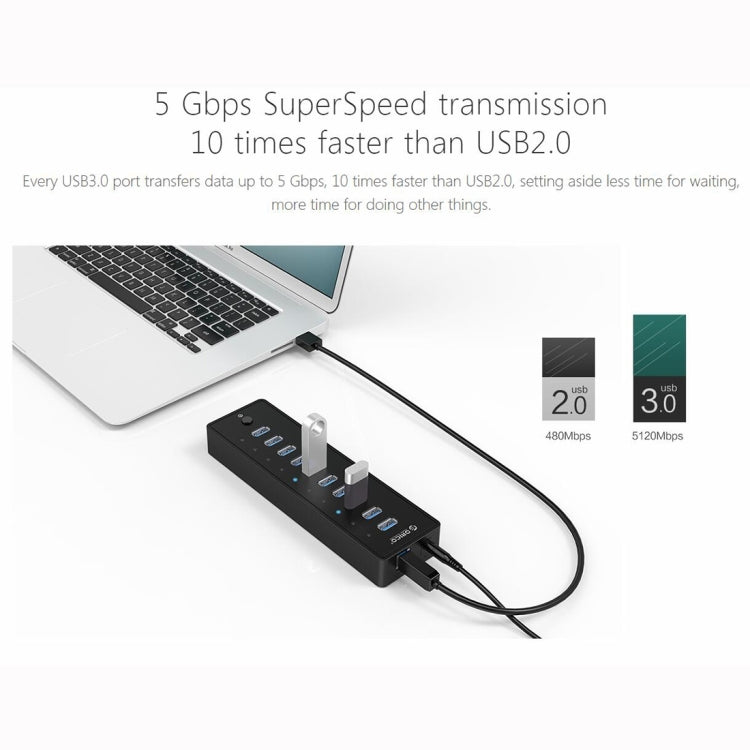 ORICO P10-U3-V1 10 USB 3.0 Ports HUB, Specification: US Plug - USB HUB by PMC Jewellery | Online Shopping South Africa | PMC Jewellery | Buy Now Pay Later Mobicred