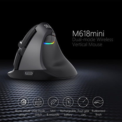 DELUX M618 Mini 2.4G Wireless 2400DPI USB Rechargeable Ergonomic Vertical Mouse(Grey) - Wireless Mice by DELUX | Online Shopping South Africa | PMC Jewellery | Buy Now Pay Later Mobicred